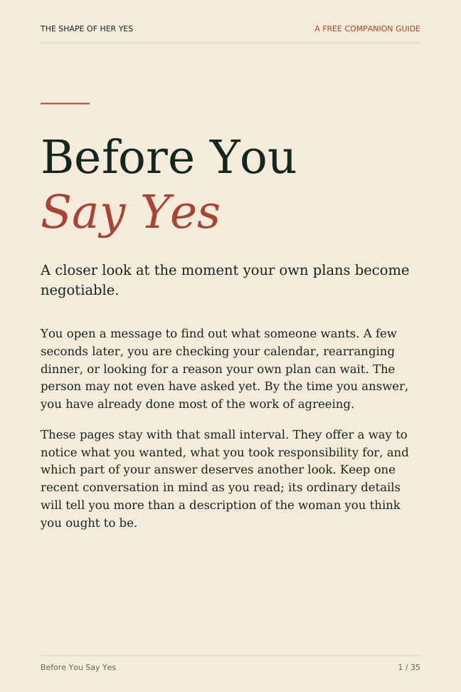 Before You Say Yes, a free thirty-five-page companion guide